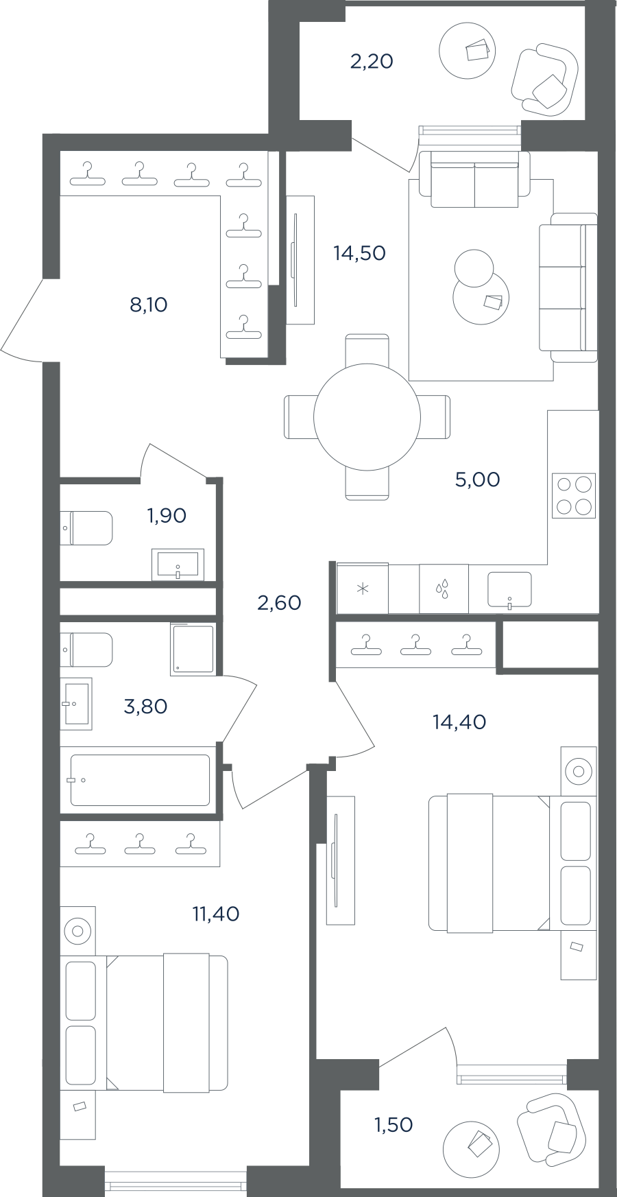 3х-комнатная квартира в ЖК Равновесие