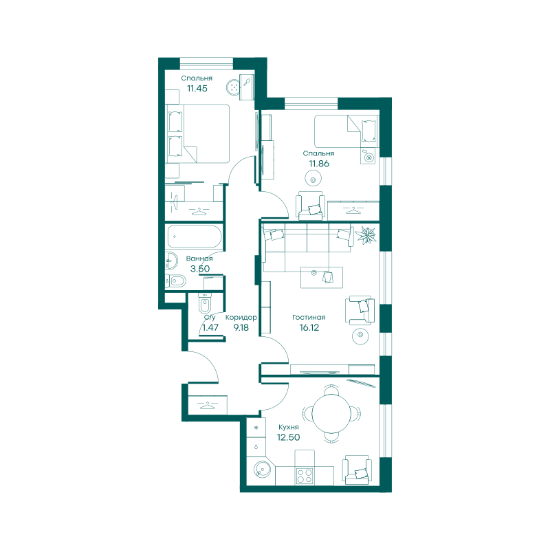 3х-комнатная квартира в ЖК Равновесие