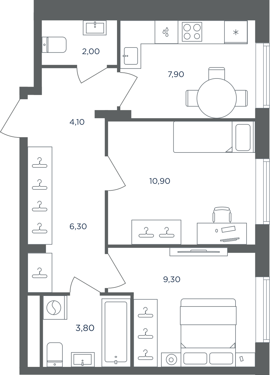 2х-комнатная квартира в ЖК Равновесие