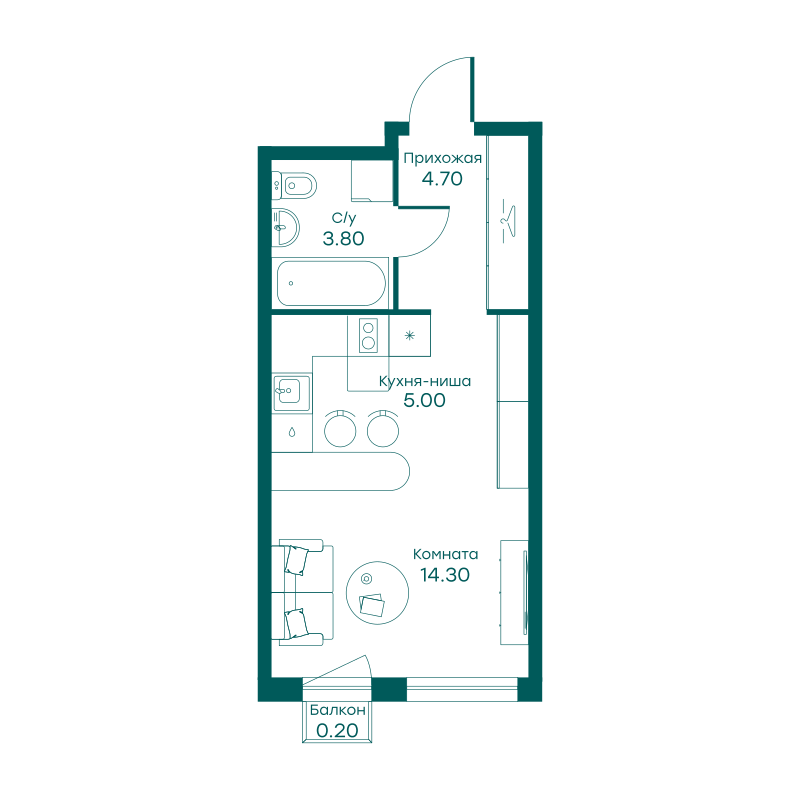 Квартира-студия в ЖК Равновесие