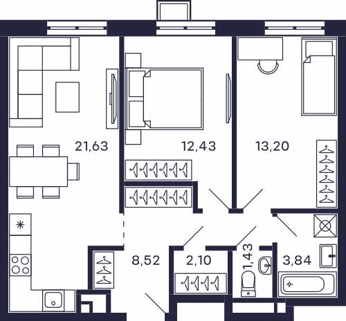 2х-комнатная квартира в ЖК Квартал «Тетрис»