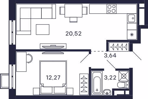 1-комнатная квартира в ЖК Квартал «Тетрис»