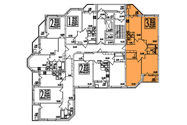 3х-комнатная квартира в ЖК Космическая гавань