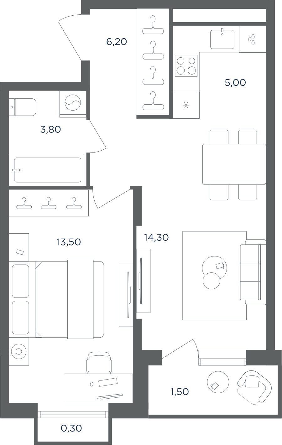 2х-комнатная квартира в ЖК Равновесие