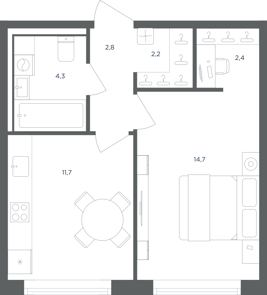 1-комнатная квартира в ЖК Равновесие