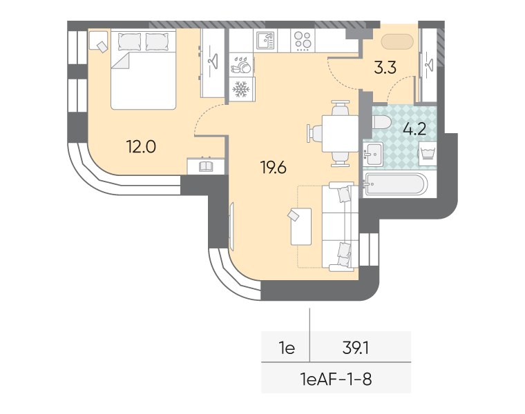1-комнатная квартира в ЖК Зиларт