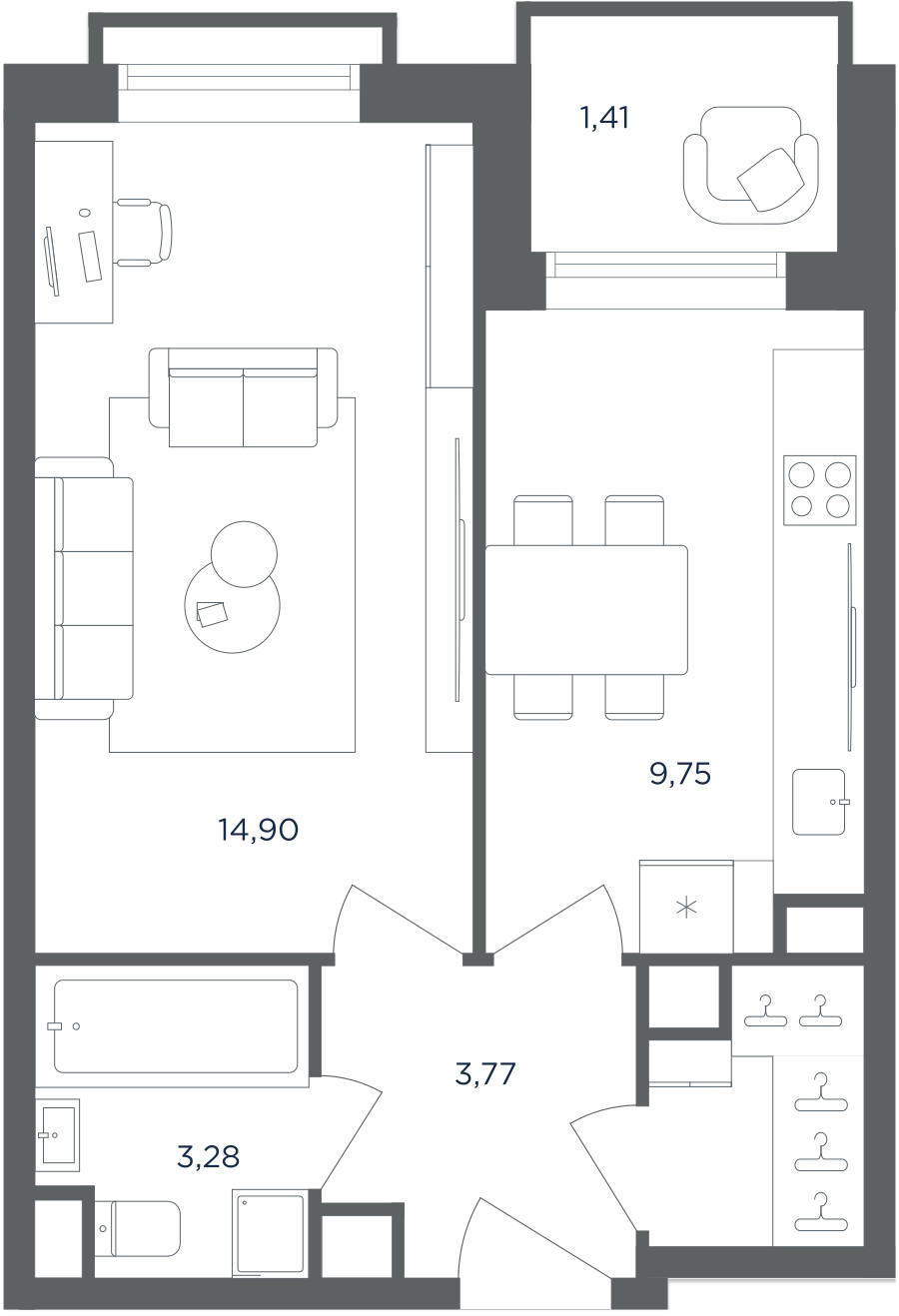 1-комнатная квартира в ЖК Равновесие