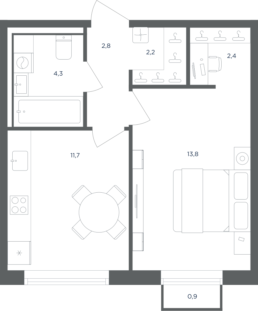 1-комнатная квартира в ЖК Равновесие