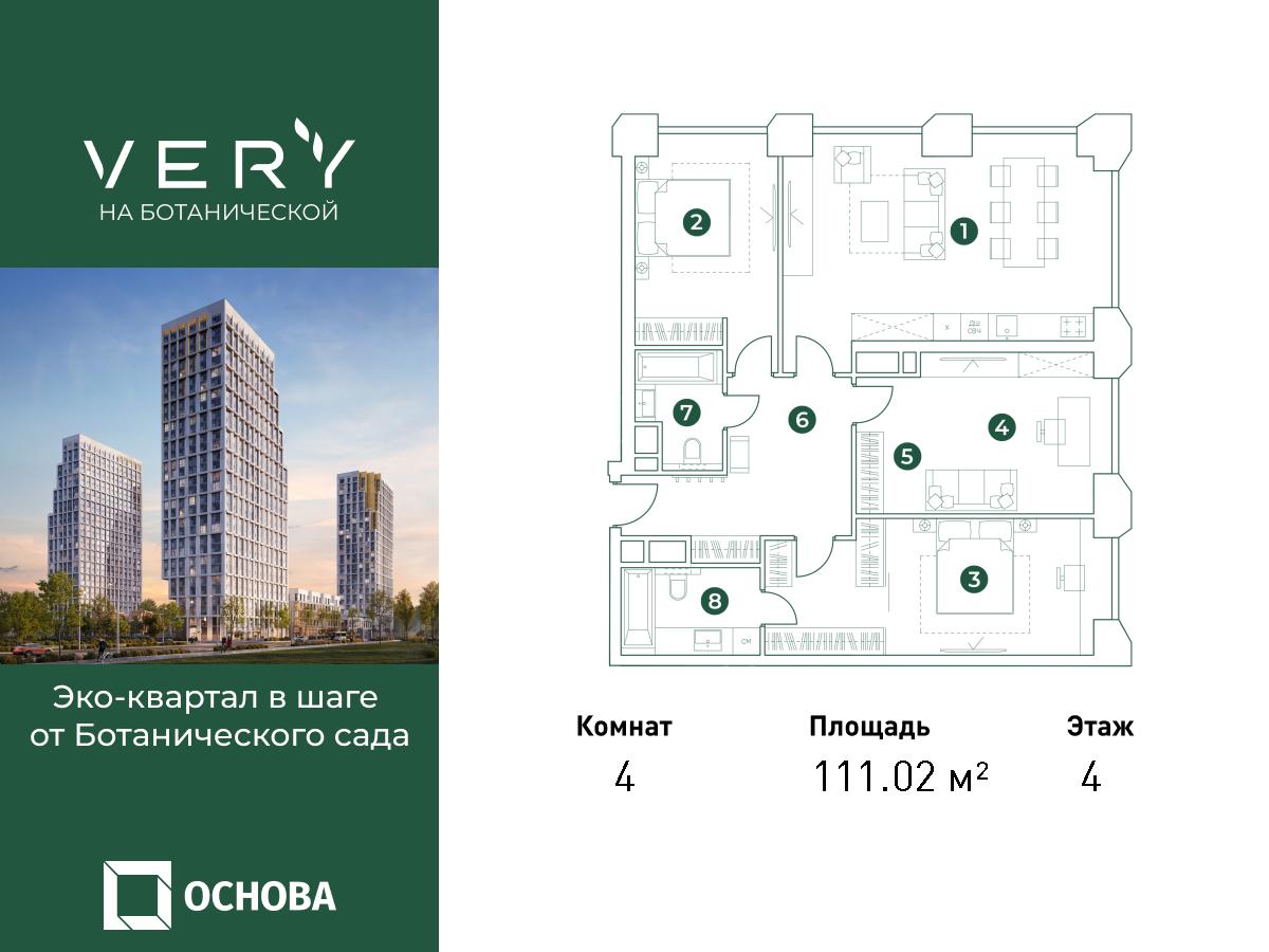 4х-комнатная квартира в ЖК Very Ботанический сад