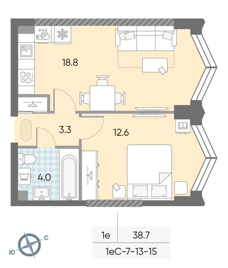 1-комнатная квартира в ЖК Зиларт