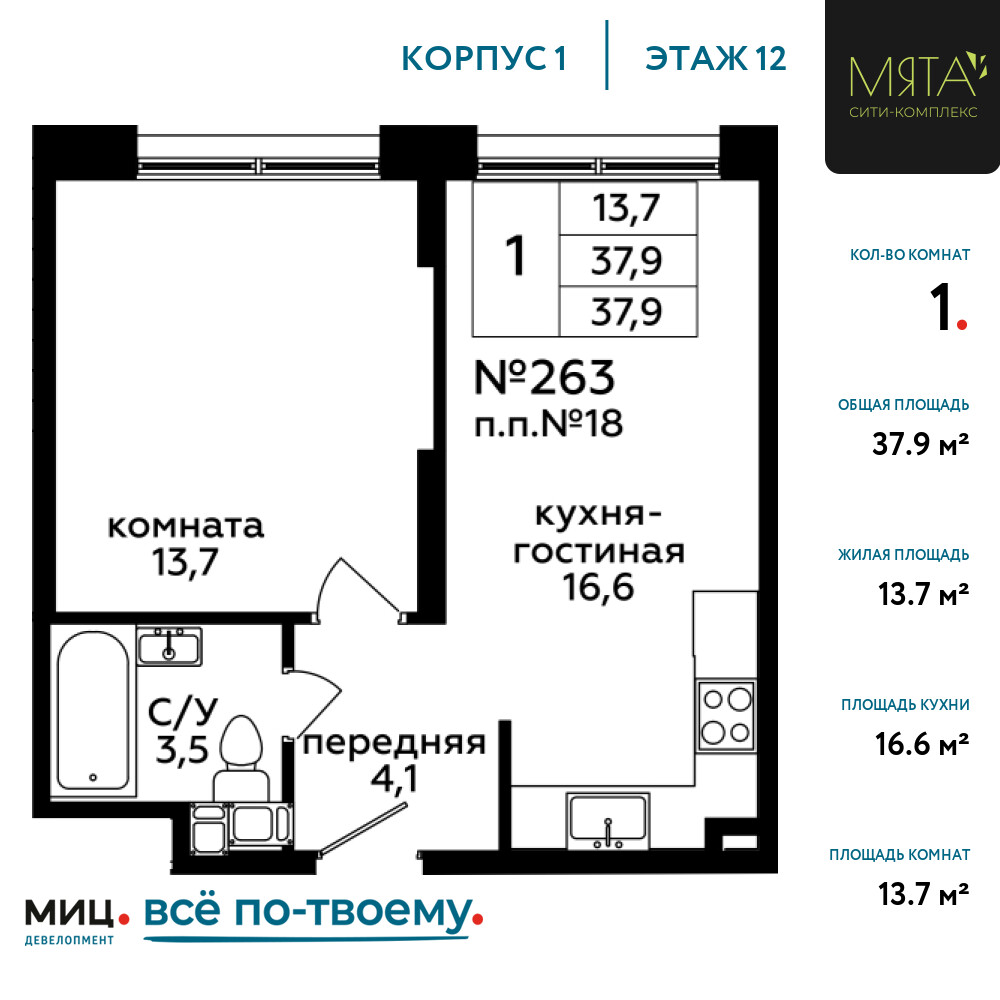 Апартаменты в ЖК Мята