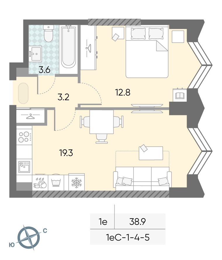 1-комнатная квартира в ЖК Зиларт