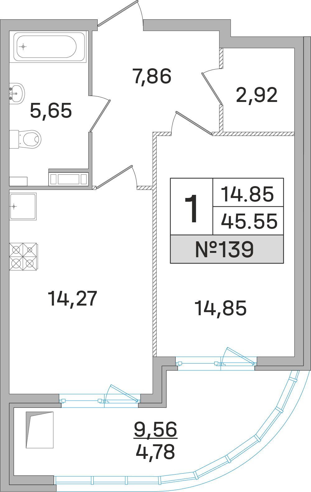 1-комнатная квартира в ЖК Дом‐Мегалит в Королёве