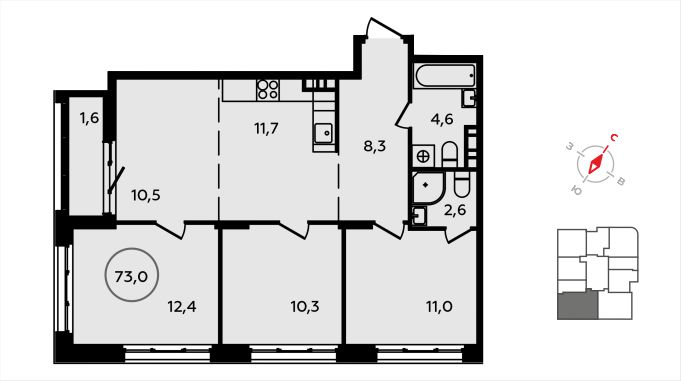 4х-комнатная квартира в ЖК Скандинавия