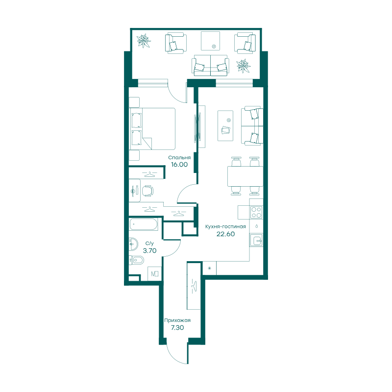 2х-комнатная квартира в ЖК Равновесие
