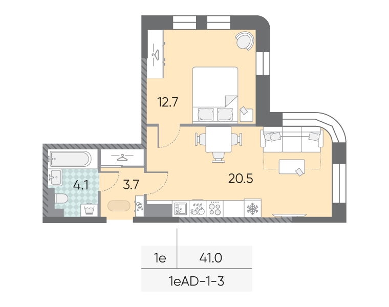 1-комнатная квартира в ЖК Зиларт