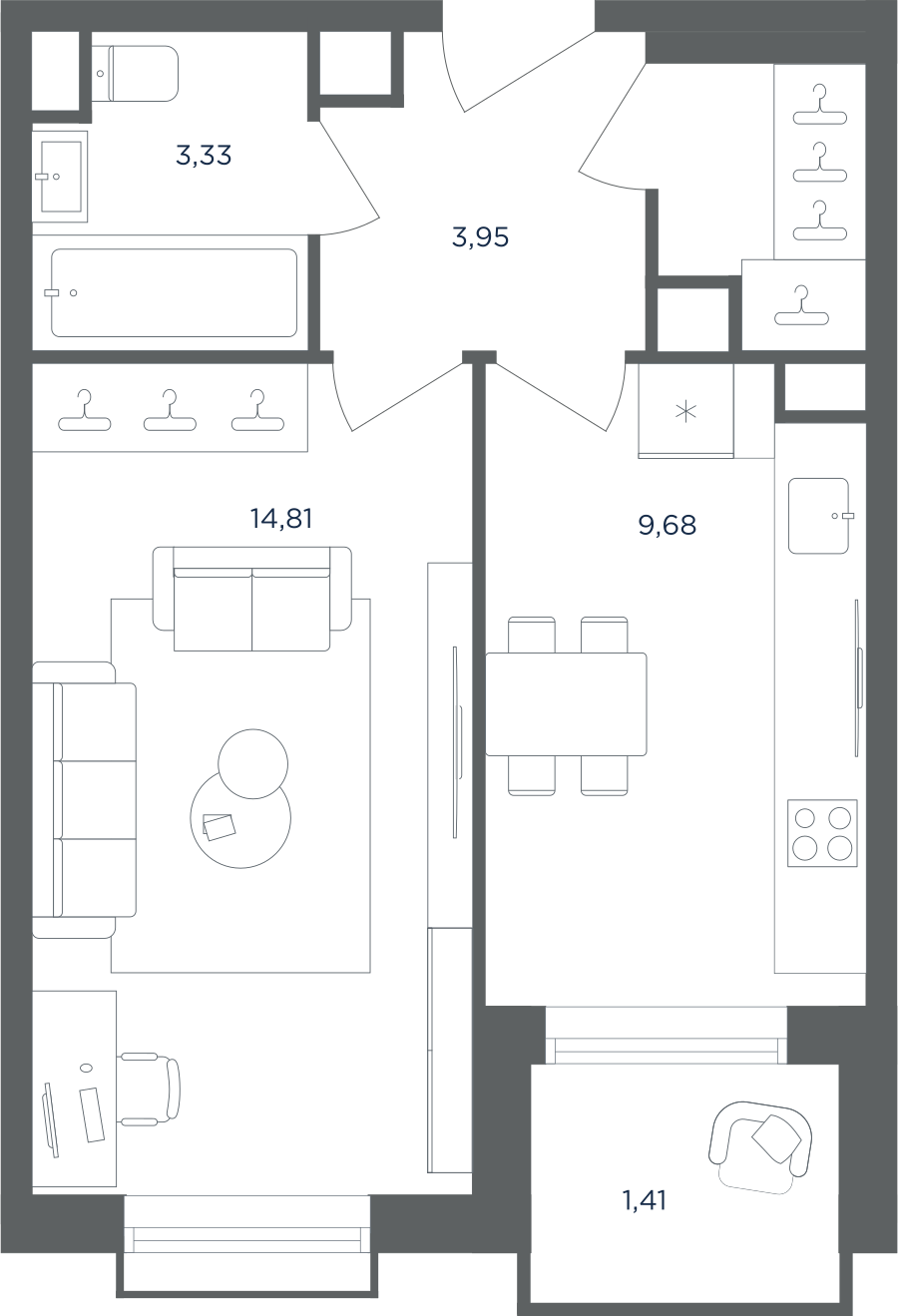 1-комнатная квартира в ЖК Равновесие