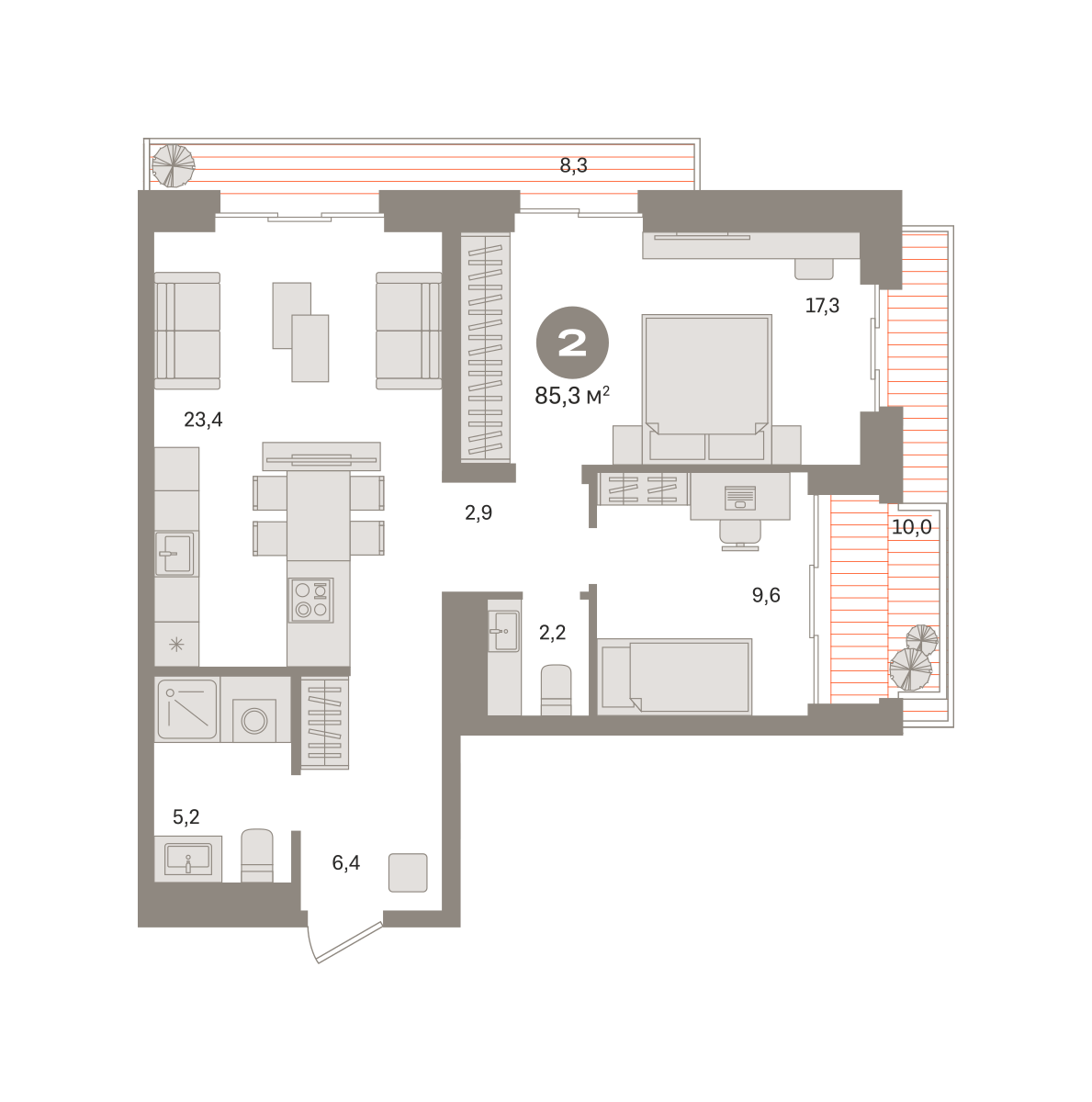 2х-комнатная квартира в ЖК Квартал МОНС