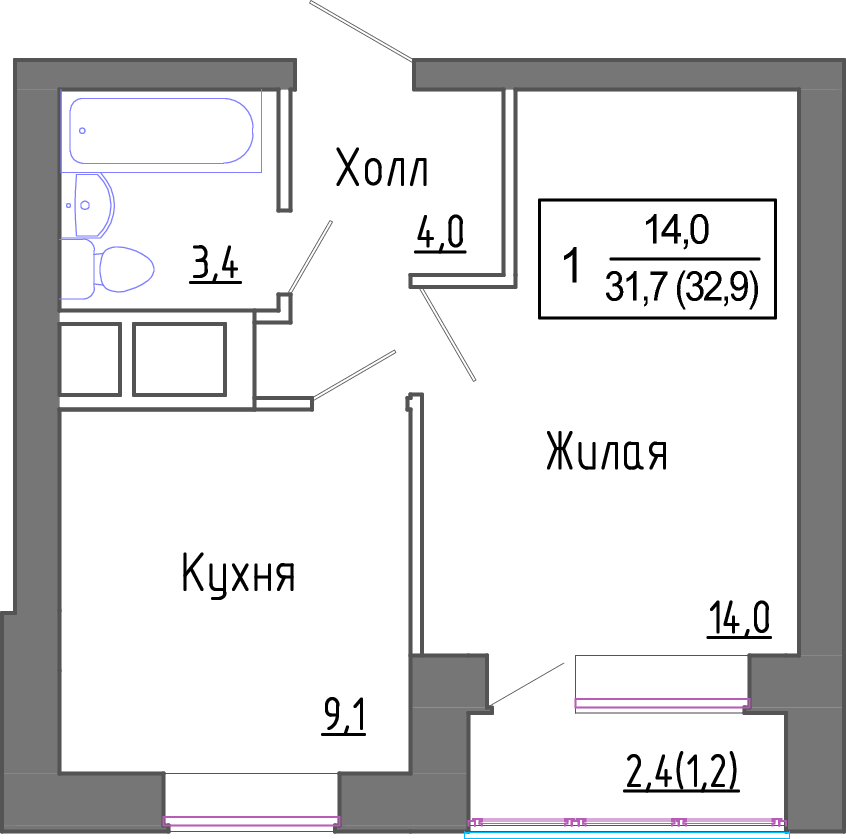 1-комнатная квартира в ЖК Новое Замитино