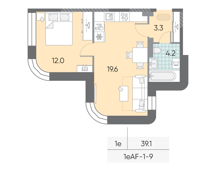 1-комнатная квартира в ЖК Зиларт