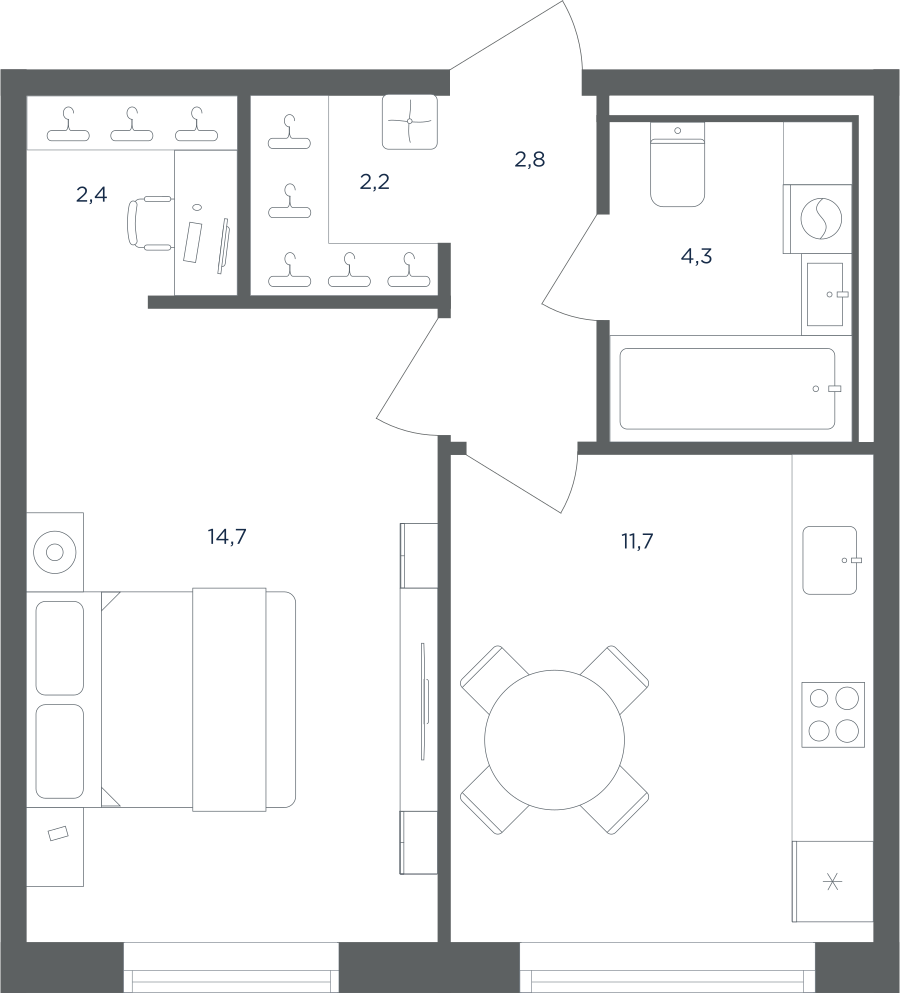 1-комнатная квартира в ЖК Равновесие