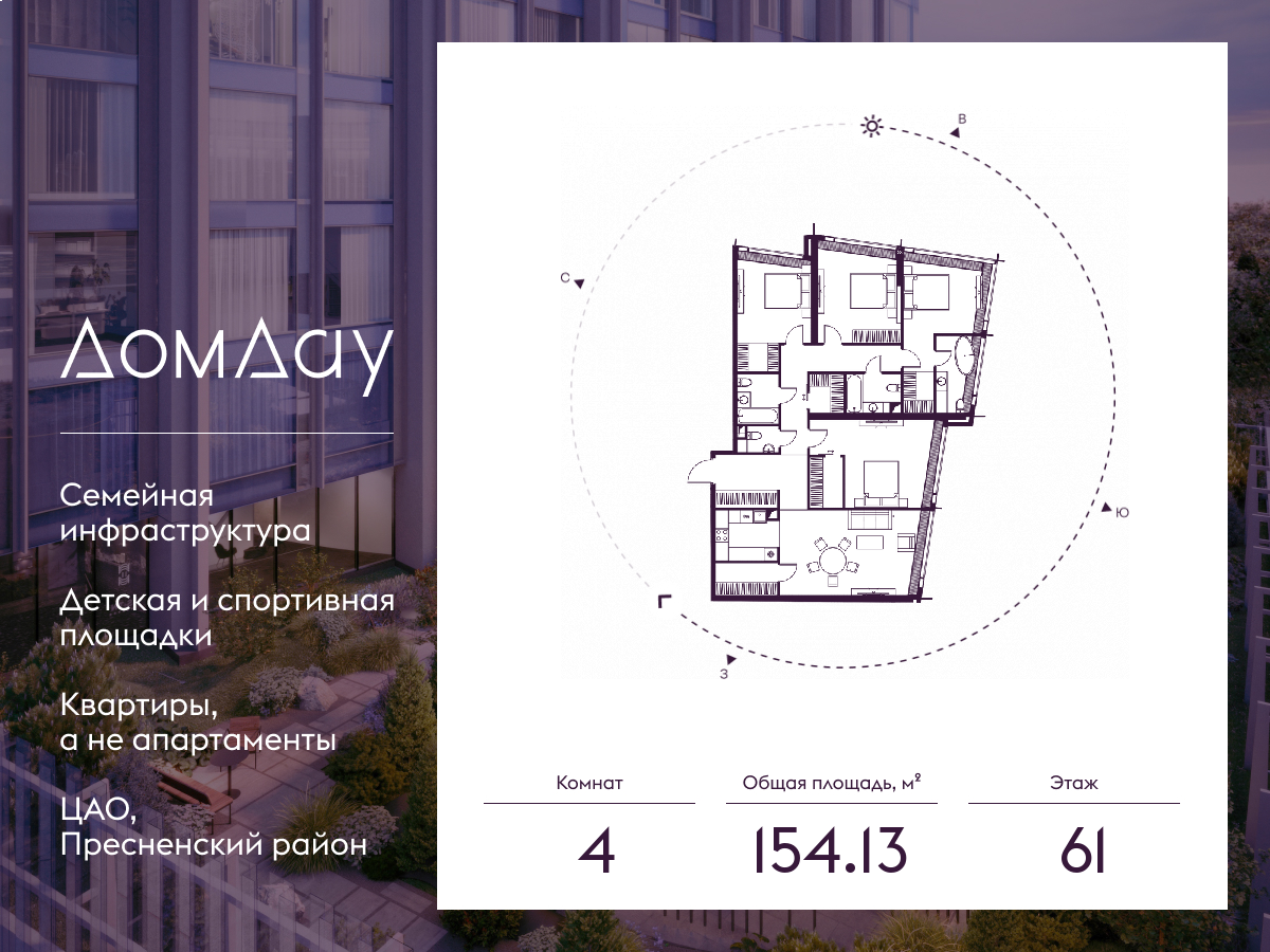 4х-комнатная квартира в ЖК Дом Дау