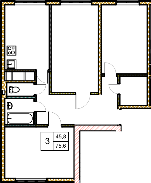 3х-комнатная квартира в ЖК Новое Замитино