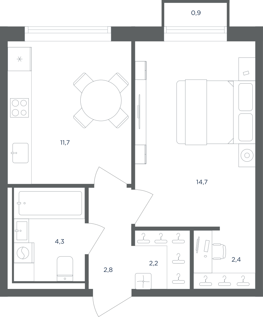 1-комнатная квартира в ЖК Равновесие