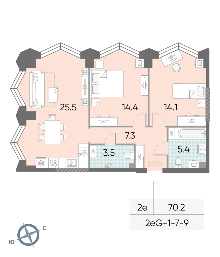 2х-комнатная квартира в ЖК Зиларт