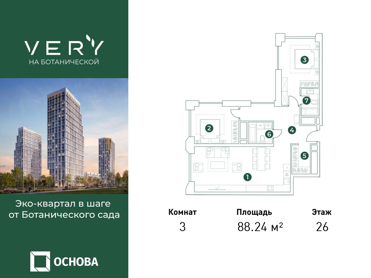 3х-комнатная квартира в ЖК Very Ботанический сад