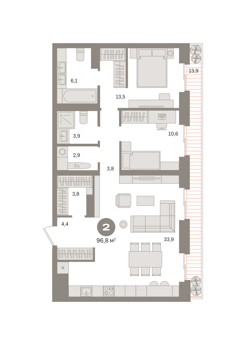 2х-комнатная квартира в ЖК Квартал МОНС