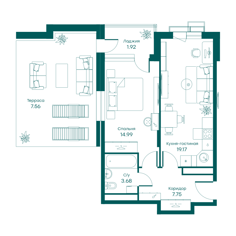2х-комнатная квартира в ЖК Равновесие