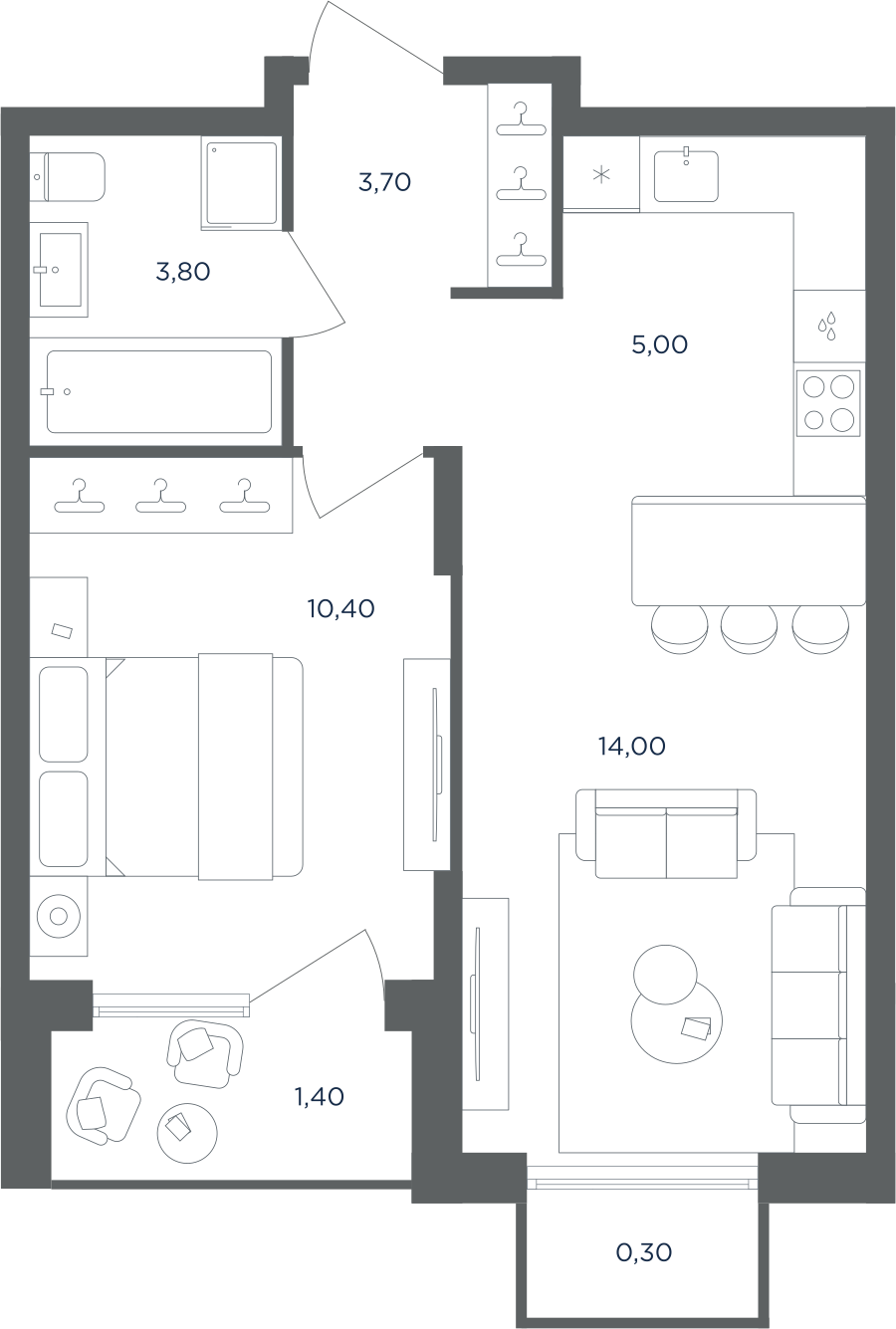 2х-комнатная квартира в ЖК Равновесие