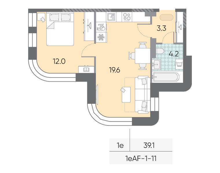 1-комнатная квартира в ЖК Зиларт