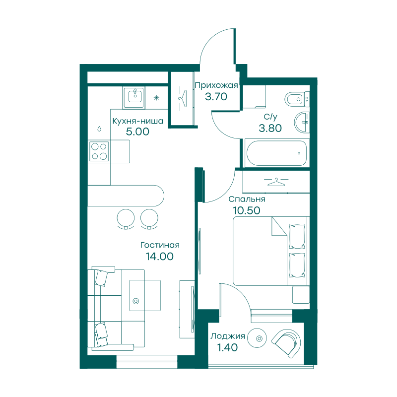 2х-комнатная квартира в ЖК Равновесие