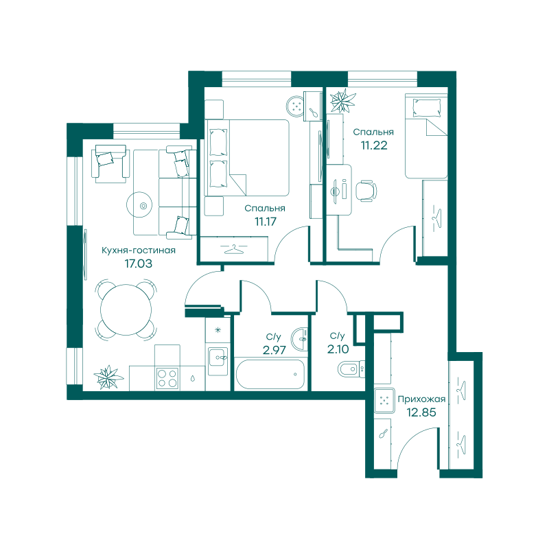 3х-комнатная квартира в ЖК Равновесие