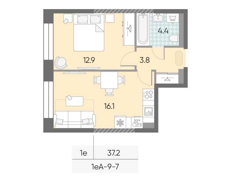 1-комнатная квартира в ЖК Зиларт 1-комнатная квартира в ЖК Зиларт