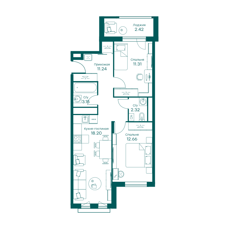 3х-комнатная квартира в ЖК Равновесие