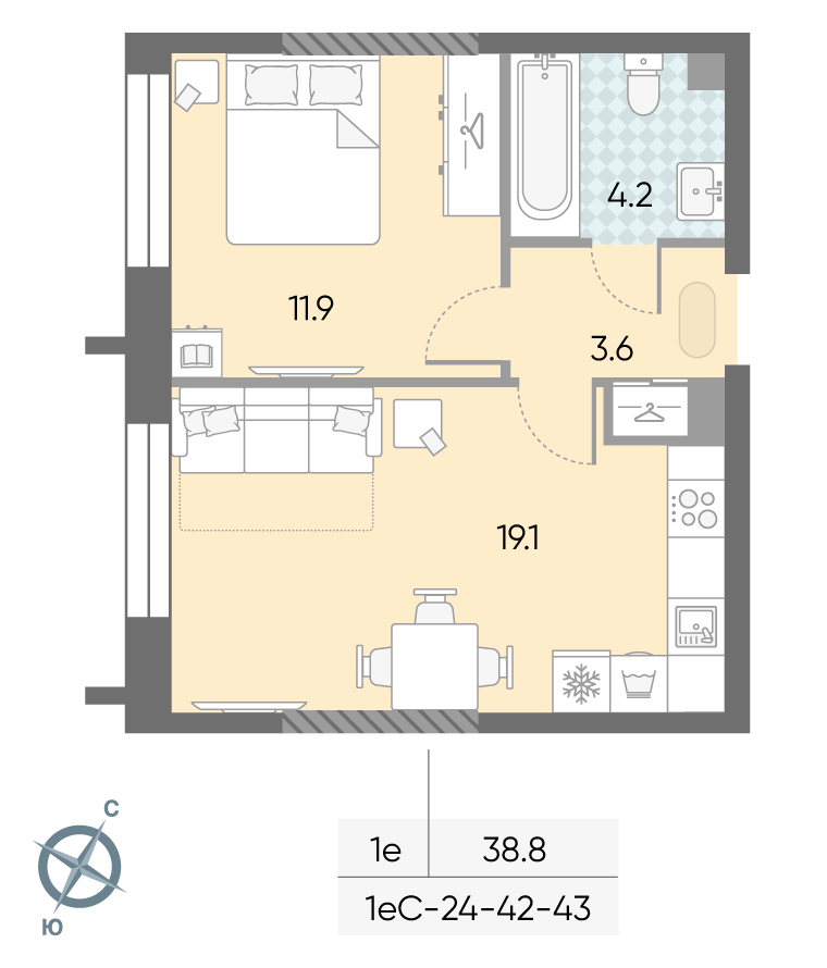 1-комнатная квартира в ЖК Зиларт