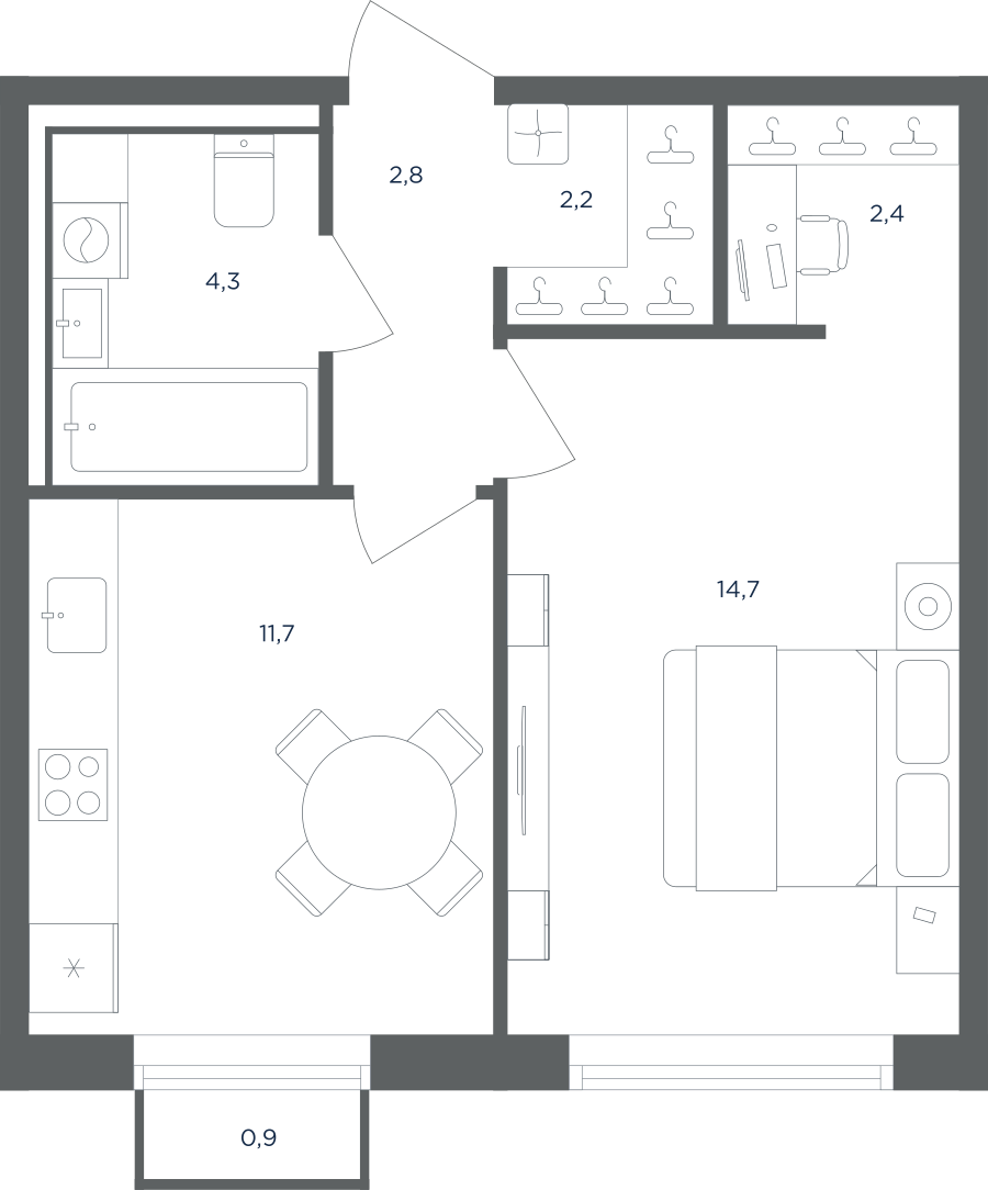 1-комнатная квартира в ЖК Равновесие