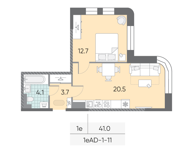 1-комнатная квартира в ЖК Зиларт