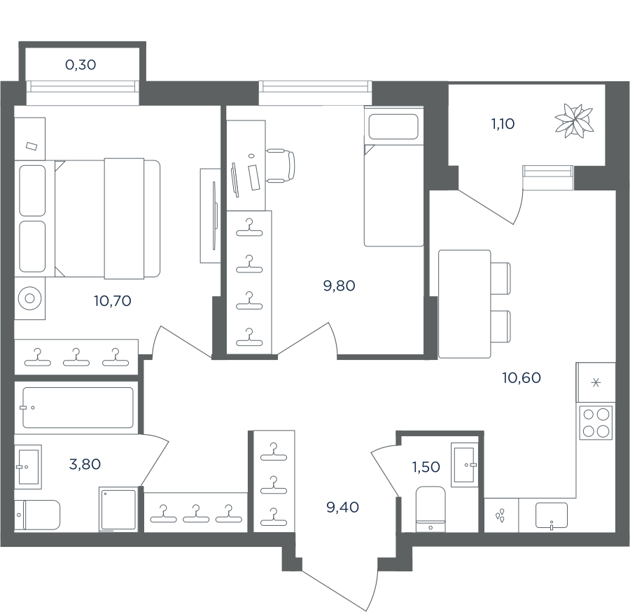 2х-комнатная квартира в ЖК Равновесие