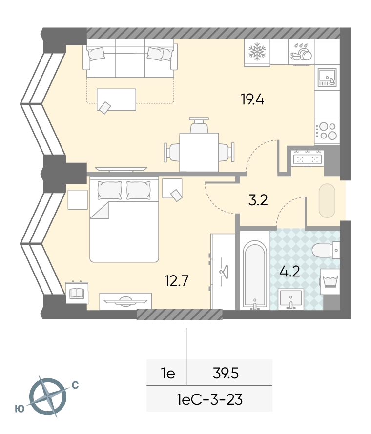 1-комнатная квартира в ЖК Зиларт