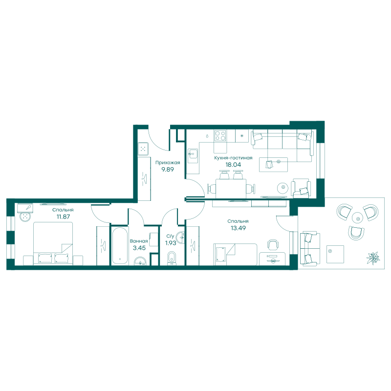 3х-комнатная квартира в ЖК Равновесие