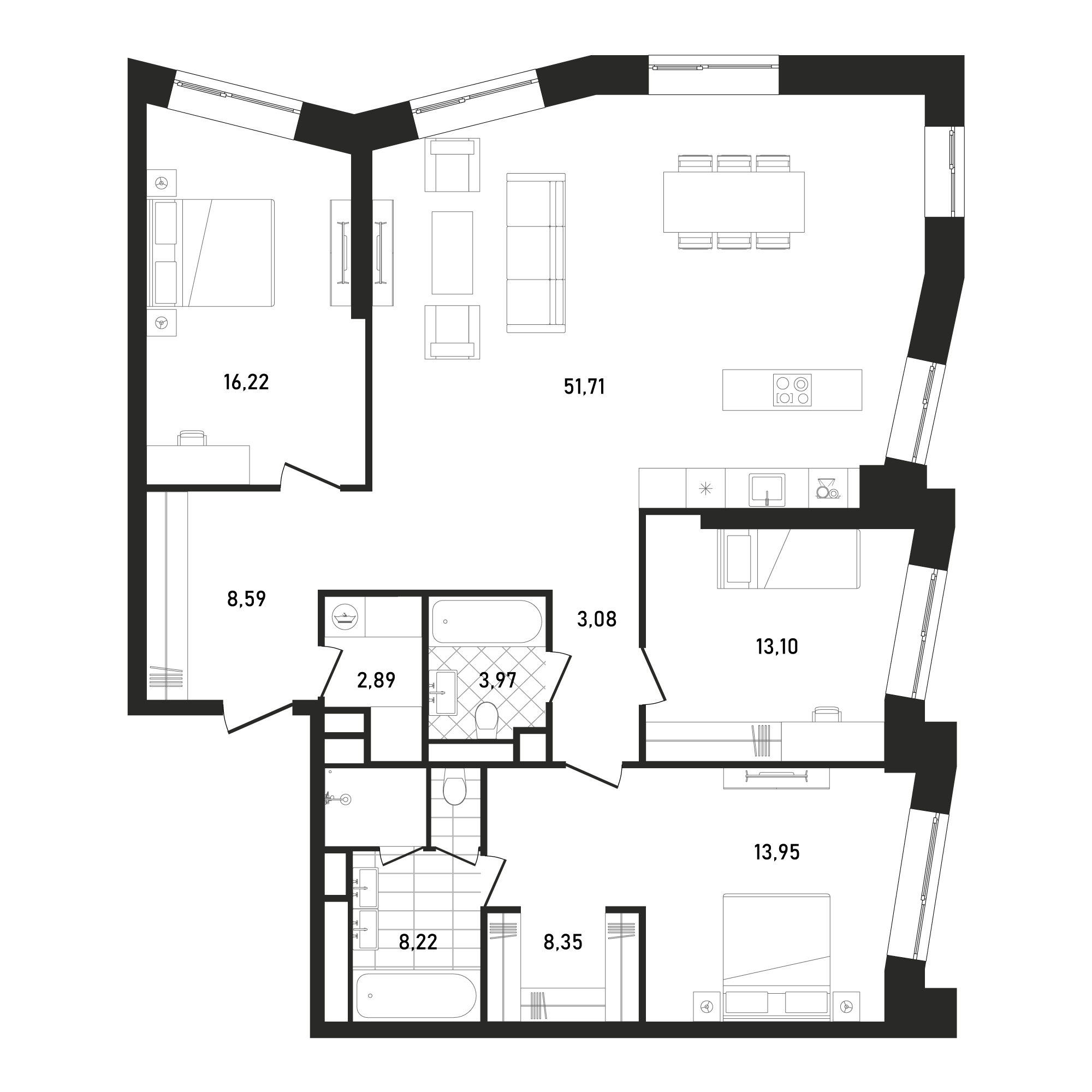 3х-комнатная квартира в ЖК Republic