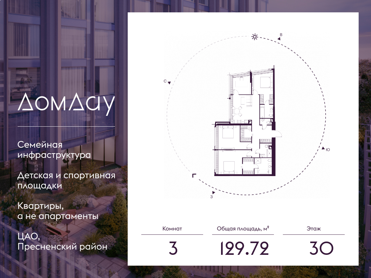 3х-комнатная квартира в ЖК Дом Дау