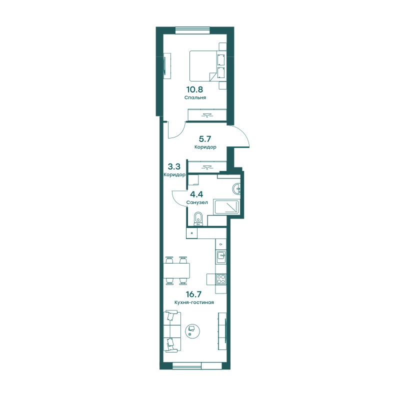 2х-комнатная квартира в ЖК Равновесие