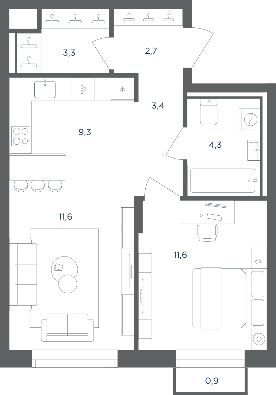 2х-комнатная квартира в ЖК Равновесие