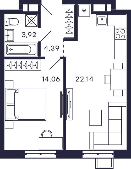 1-комнатная квартира в ЖК Квартал «Тетрис»