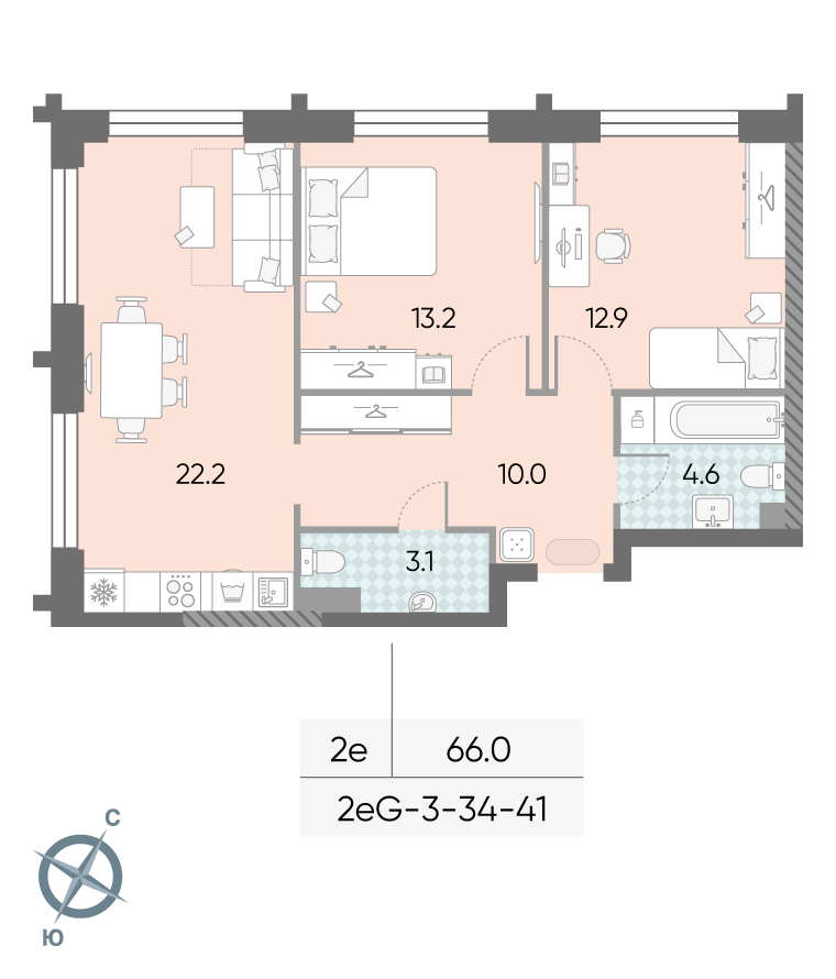 2х-комнатная квартира в ЖК Зиларт